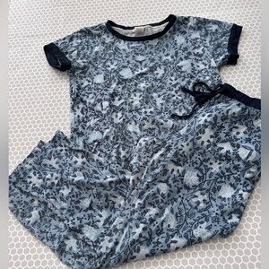 Lucky Brand Blue Floral PJ Set w Pockets

Size M